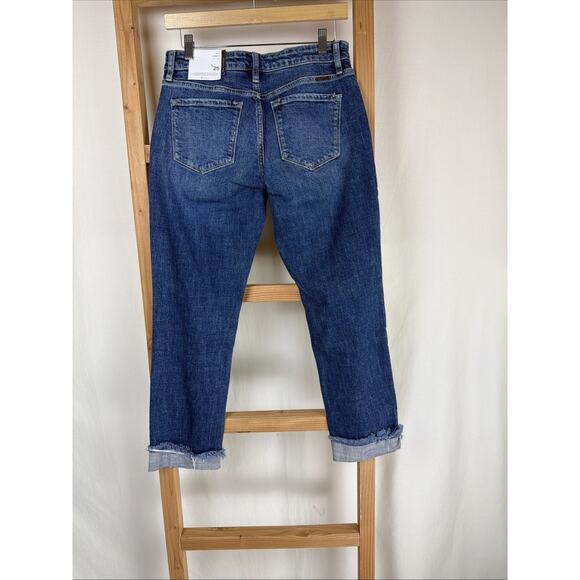 NWT KanCan Black Distressed Midrise Slim Boyfriend Cuffed Jeans 24 #0792 - Picture 5 of 6